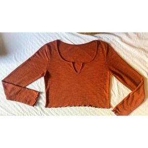 Burnt Orange Boho Crop Top - Vintage